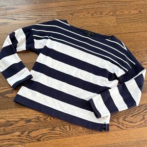 J. Crew Striped Navy and White Long Sleeve boatneck Top, XS